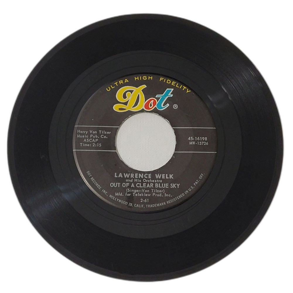 Lawrence Welk 45 RPM - Out Of A Clear Blue Sky / My Three Sons - Dot VG+ Theme